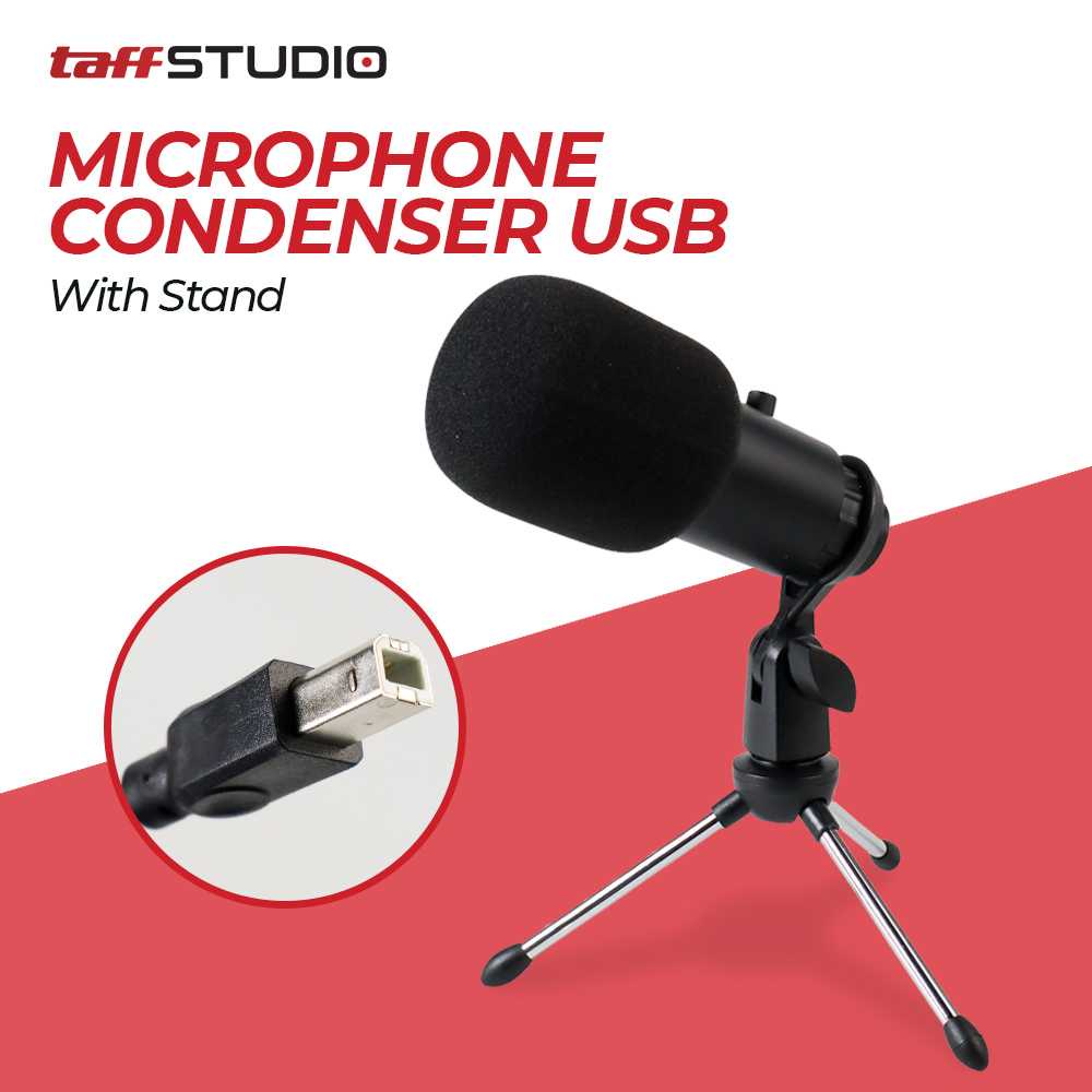 TaffSTUDIO Microphone Condenser USB Mikrofon with Stand - UD-800