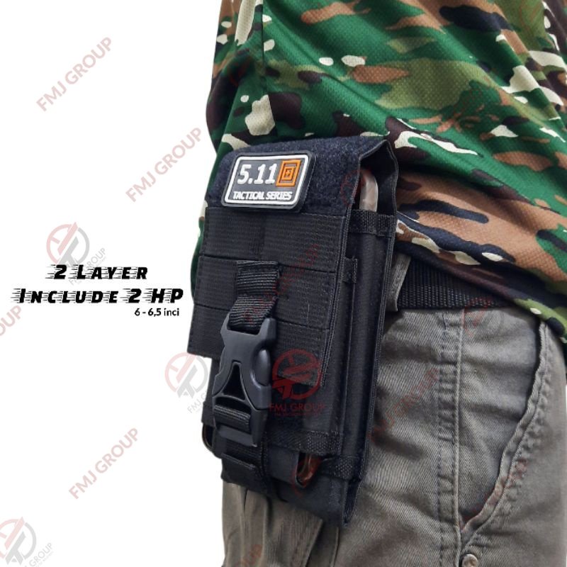 Sarung Hp TACTICAL Pouch Double PDH/PDL Krem,Hitam,Hijau,Loreng