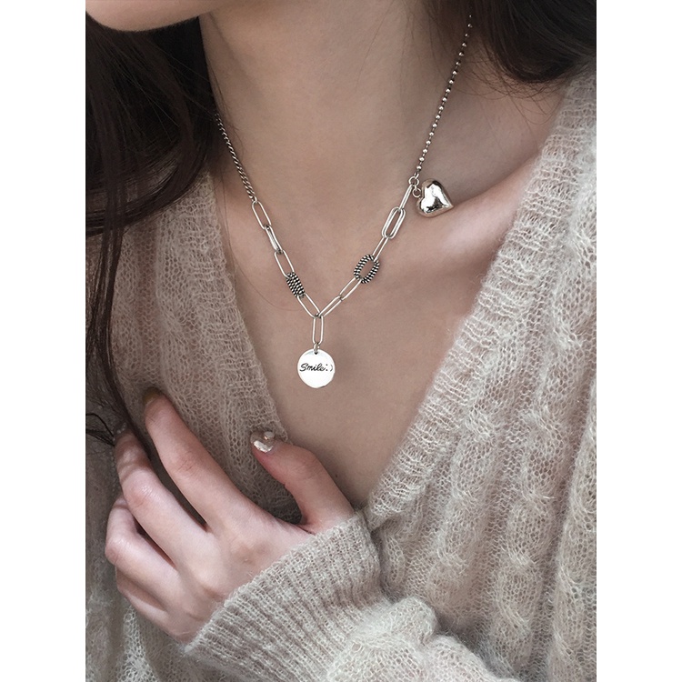 Goldkingdom Fashion Perhiasan Aksesoris Ready Stock Medallion Fashion Sweater Rantai Wanita Cinta Kalung Vintage Thai Silver Niche Design