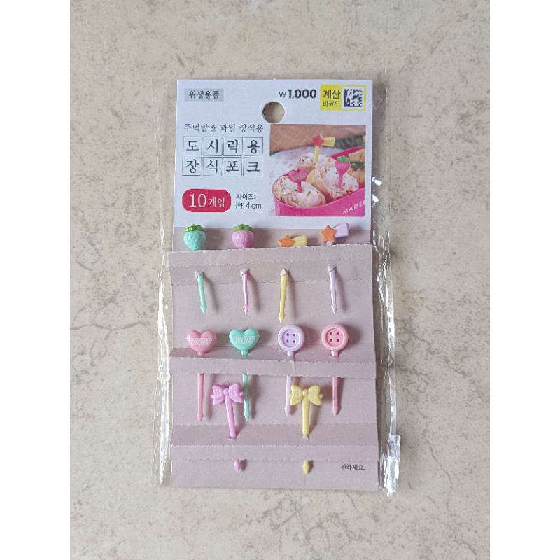 KOREA Food Picks Strawberry Star Love Ribbon Colorful Picks Bento