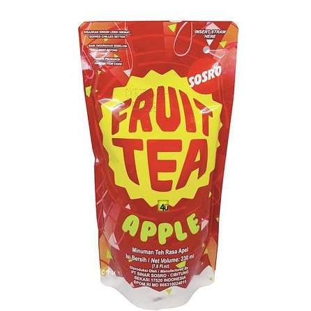READY FRUIT TEA SOSRO POUCH 230ml RASA APPLE BLACKCURRANT MINUMAN TEH RASA APEL BLACKCURANT MINUM