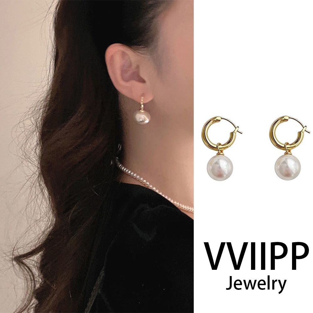 Anting Mutiara Vintage Anting Hoop Emas Untuk Perhiasan Wanita Aksesoris Fashion