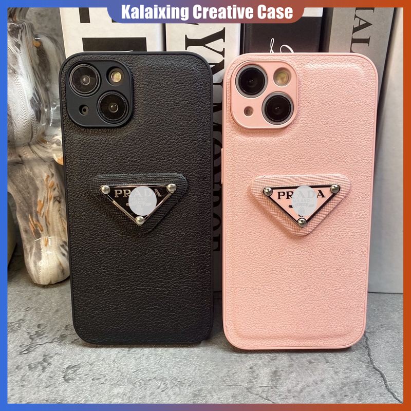 Casing Ponsel Prada Kulit Untuk IPhone 14 Pro Max13 12 11 Pro Max X XR Xs Max14 Plus Dengan Perlindungan Lensa Hard Back Cover