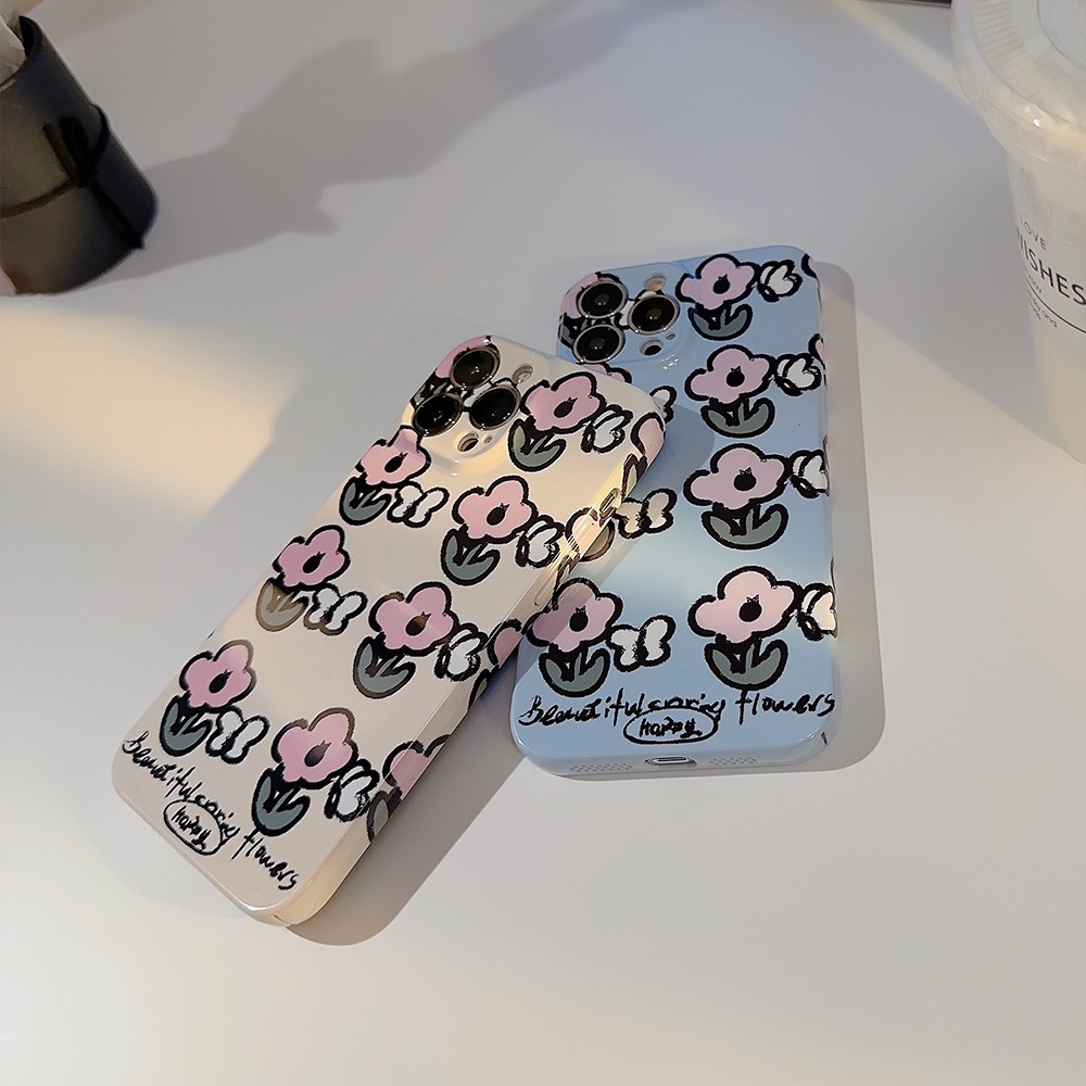 IPHONE 3warna Doodle Floral Flowers Dengan Kupu-Kupu 3D Pelindung Lensa Kamera Ponsel Hard Film Case Cover Untuk Iphone7 8 PLUS X XR XS 11 12 13 14 PRO MAX SE 2020