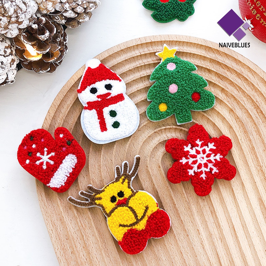 &lt; Naiveblues &gt; Bros Natal Bordir Anti Karat Portable Tahun Baru Hias Kartun Panjang Santa Mantel Natal
