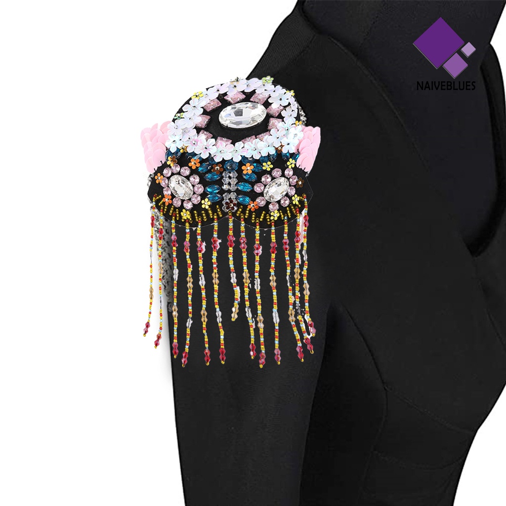 &lt; Naiveblues &gt; Bahu Epaulet DIY Warna-Warni Bunga Manik-Manik Jumbai Papan Bahu Bros Aksesoris Panggung