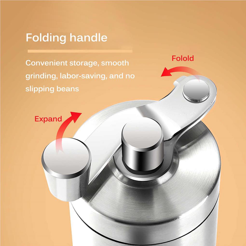 Hand Manual Coffee Grinder with Folding Handle Adjustable Stainless Steel Mesin Penggiling Biji Kopi Gilingan Bumbu Dapur Kopi Alat