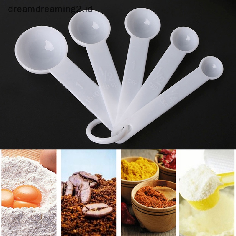 (drea) 5pcs Baking Cooking Tools Sendok Takar Plastik Measuring Ladle with Scale//