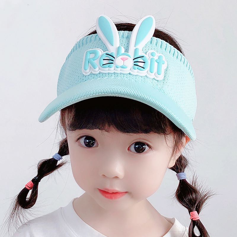 Topi Anak Rajut Visor Pantai Sunshade Motif Rabbit Baseball Anti Uv - Topi Anak