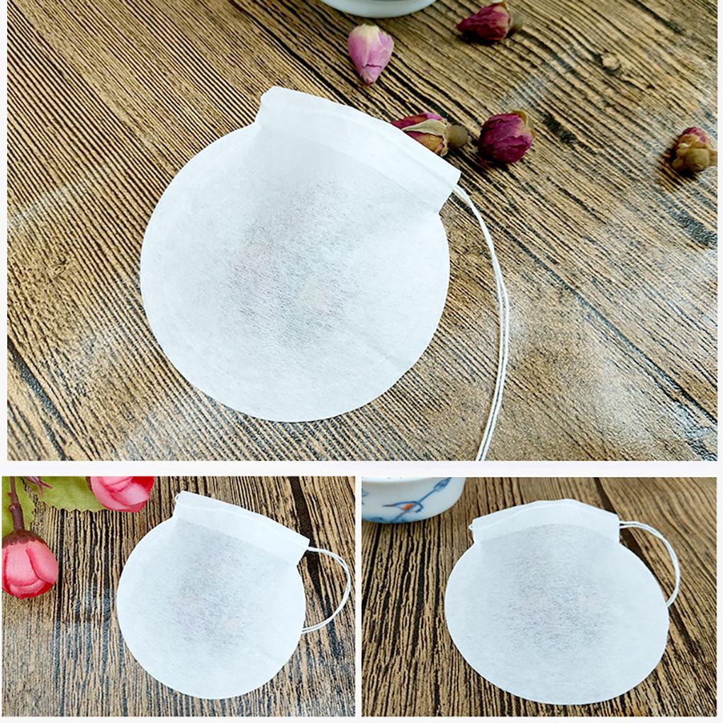 100pcs Tea Bag Round Kosong Kantong Filter Serut Sekali Pakai Kopi Loose Leaf Tea Infuser Paper by Jooan