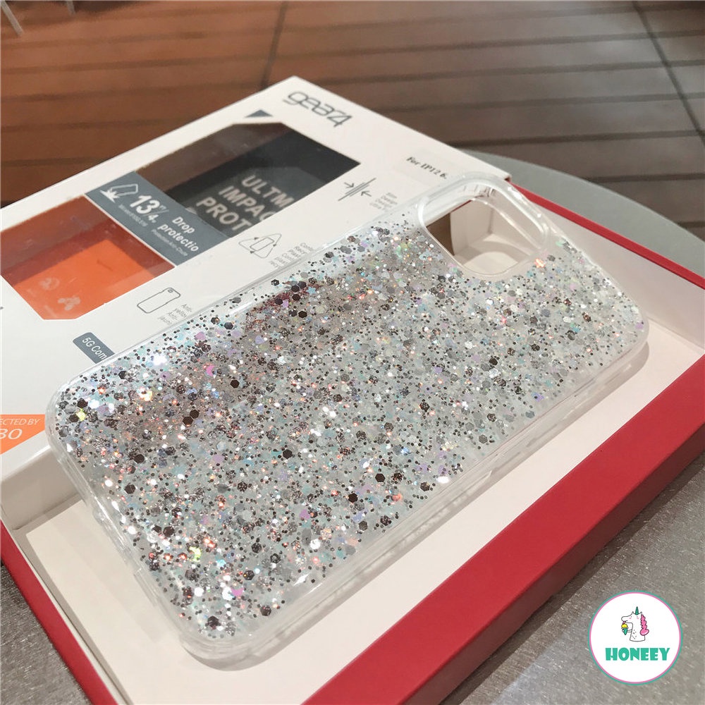 IPHONE Dreamy Fashion Foil Sparkle Sequin Glitter Phone Case Kompatibel Untuk Iphone14 13 12 11 Pro Max Anti-Slip Bumper Lembut TPU Penutup Belakang