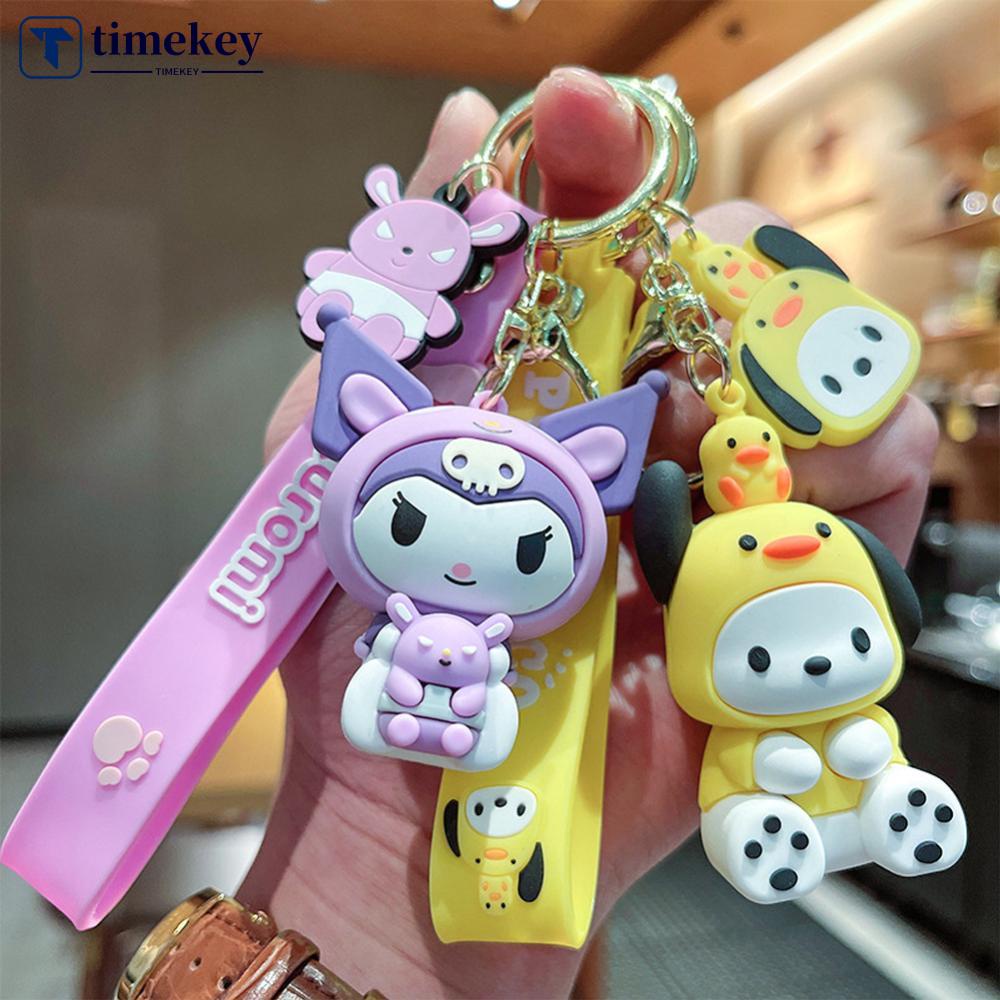 Timekey Kartun Anime Figurine Gantungan Kunci Wanita Pria Kreatif Metal Hewan Anime Keyrings Handbags Charms Untuk Pesta Ulang Tahun Anak O3Y2