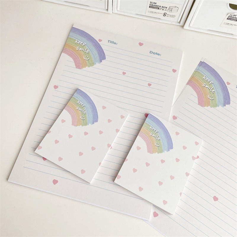 B5 Pelangi Mood Buku Belajar Lucu Niche Sobek Sticky Notes Siswa Sekolah Kantor Stationary