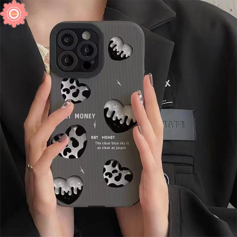 IPHONE Case Belakang Motif Love Heart Houndstooth Papan Catur Kompatibel Untuk Iphone7 8 Plus X XR 11 12 14 13 Pro MAX XS MAX Lembut Shockproof Tekstur Kulit Mewah Love Heart Flower Cover