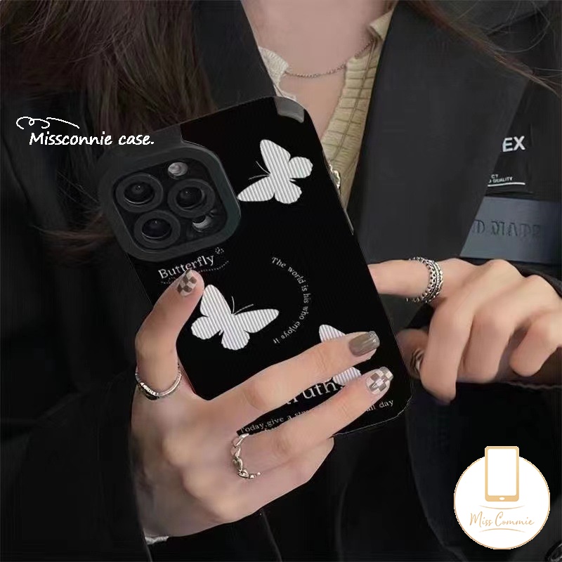 Casing Kupu-Kupu Retro Fantasi Kompatibel Untuk iPhone 11 Pro Max 7Plus X XR 13 14 11 12 Pro Max7 8 Plus XS Max Tekstur Mewah Kulit Silicon Lembut Shockproof Back Cover