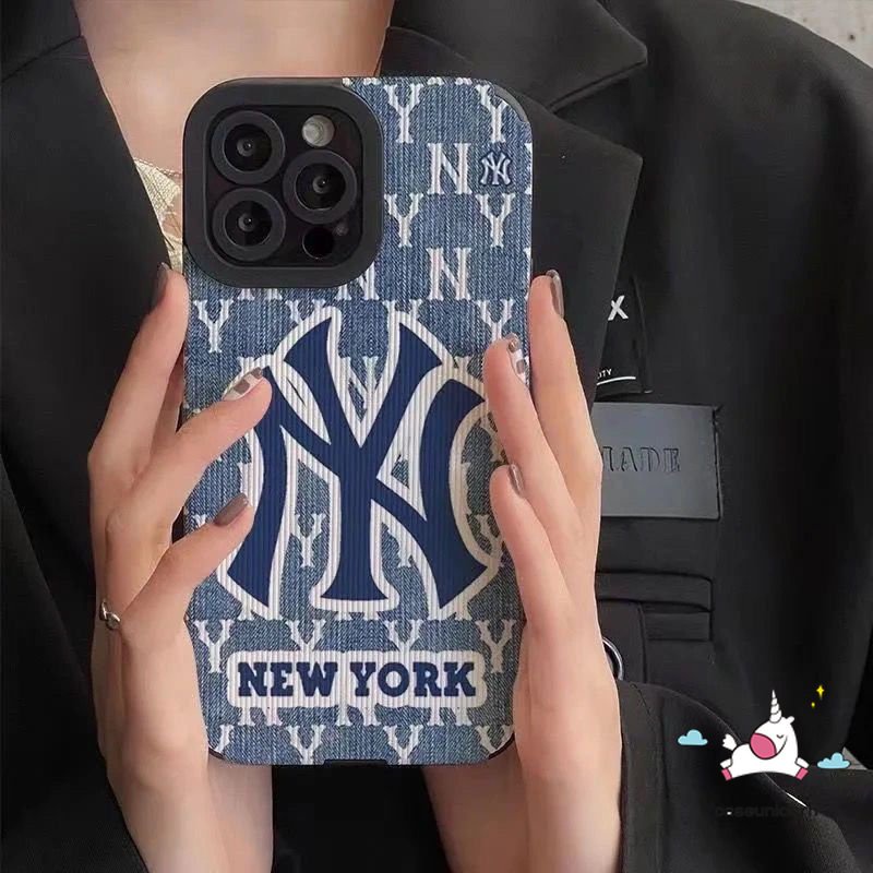 IPHONE Casing Ponsel NY Merek Trendi Kompatibel Untuk Iphone11 14 12 13 Pro MAX 7Plus 8Plus 7 8 Plus XR X XS MAX Silicon Tpu Lembut Shockproof Mewah Tekstur Kulit Phone Cover