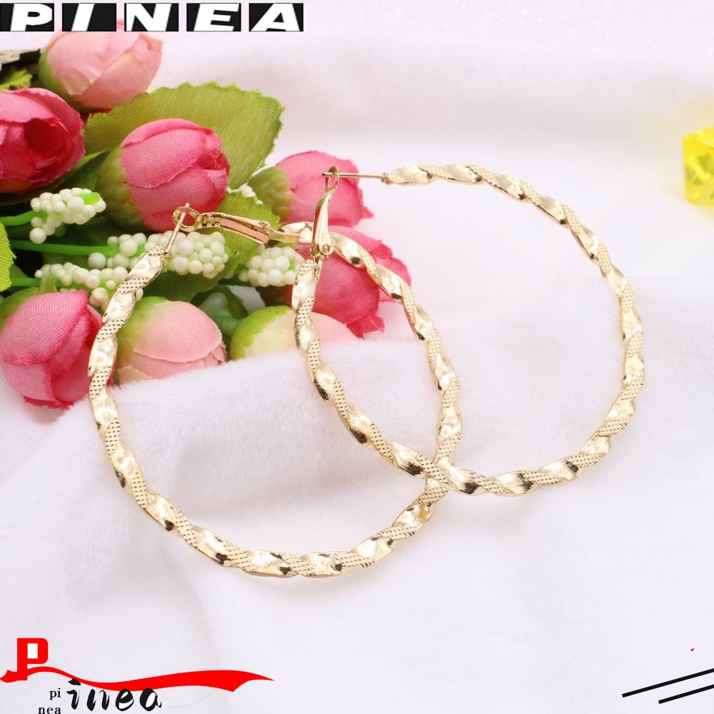 Anting Hoop Nanas Fashion Wanita Gadis Perhiasan Tren Berlapis Perak