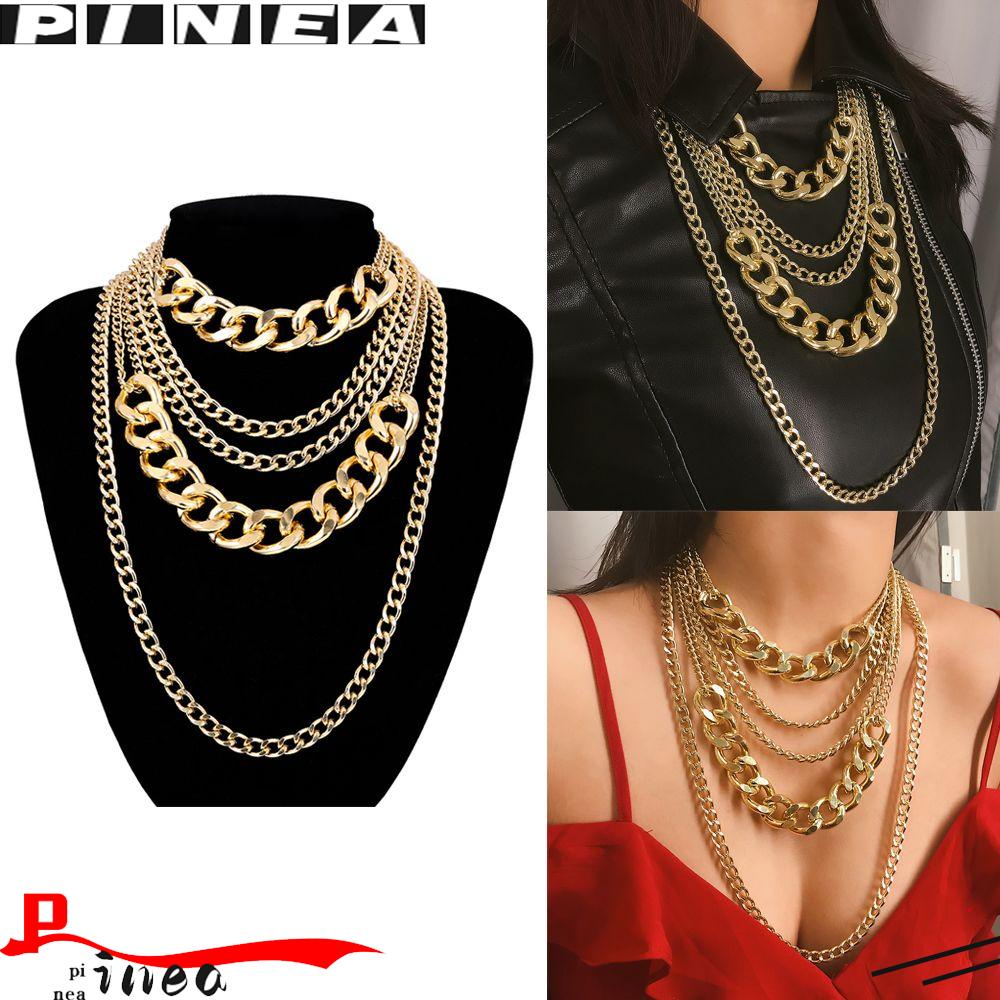 Nanas Tebal Curb Rantai Fashion Berlebihan Kerah Pernyataan Punk Choker
