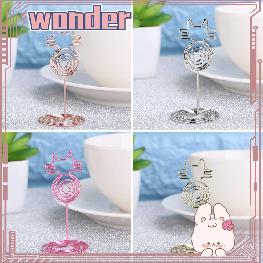 Wonder 1/5pcs Tempat Kartu Lucu Rose Gold Penjepit Kertas Bentuk Kucing Perlengkapan Pernikahan Foto Klip