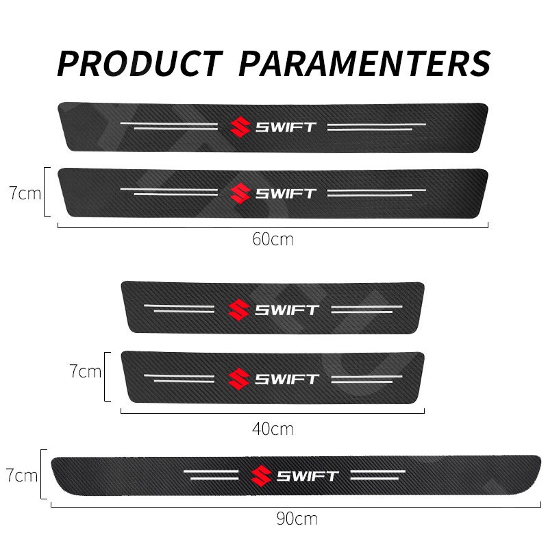 Suzuki Swift Carbon Fiber Car Door Sticker Protector Auto Threshold Strips Sticker Anti Gores