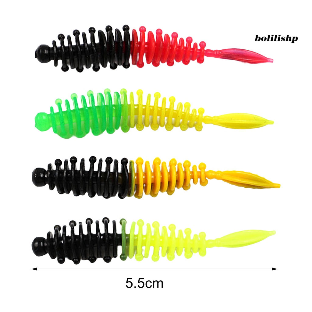 Bo-8pcs/set 5.5cm/1.3g Umpan Pancing Simulasi Warna Terang Fleksibel Hidup Reusable Fish Attraction Universal Soft PVC Trout Fishing Artificial Cacing Swimbait Fishing Gear