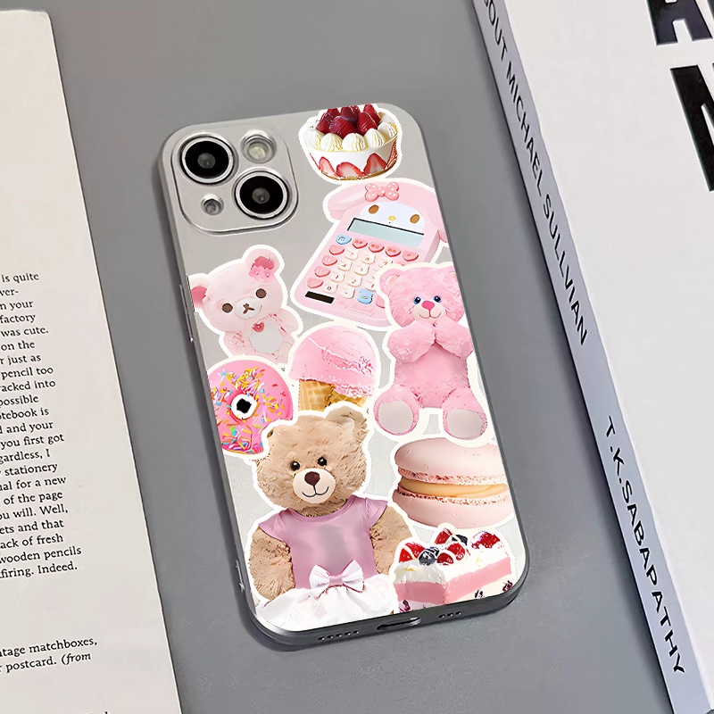 IPHONE Soft Electroplate Case Kompatibel Untuk Iphone14 13 12 11 Pro XS Max XR X8+76S Plus Mini Cute Bear Casing TPU Silikon Shockproof Phone Cover