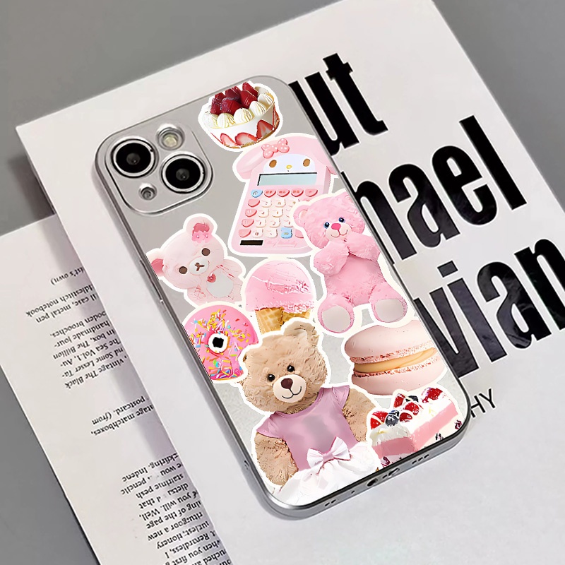 IPHONE Soft Electroplate Case Kompatibel Untuk Iphone14 13 12 11 Pro XS Max XR X8+76S Plus Mini Cute Bear Casing TPU Silikon Shockproof Phone Cover