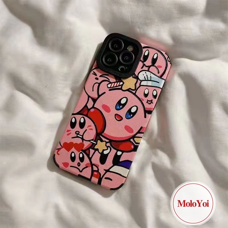 IPHONE Casing Ponsel Tekstur Kulit Mewah Tahan Guncangan Kompatibel Untuk Iphone11 14 12 13 Pro Max8 7 Plus XR XS X MAX 7Plus Kartun Imut Kuromi Kirby Sarung Tpu Silicon Lembut