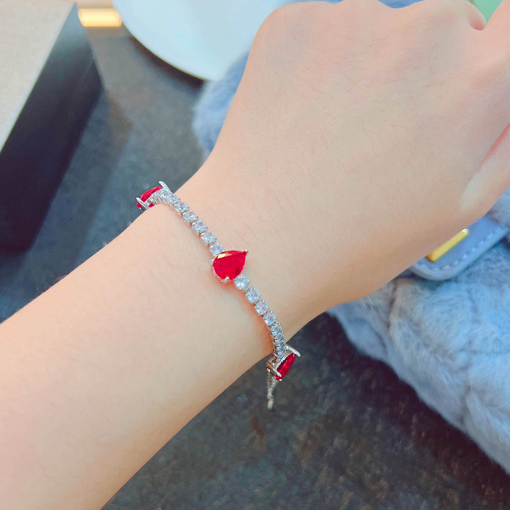 Goldkingdom Fashion Perhiasan Aksesoris Ready Stock Merah Muda Berlian Pir Bentuk Gelang Nenek Burung Merpati Hijau Darah Ruby Berlian Kuning Warna-Warni Harta Gelang Perempuan