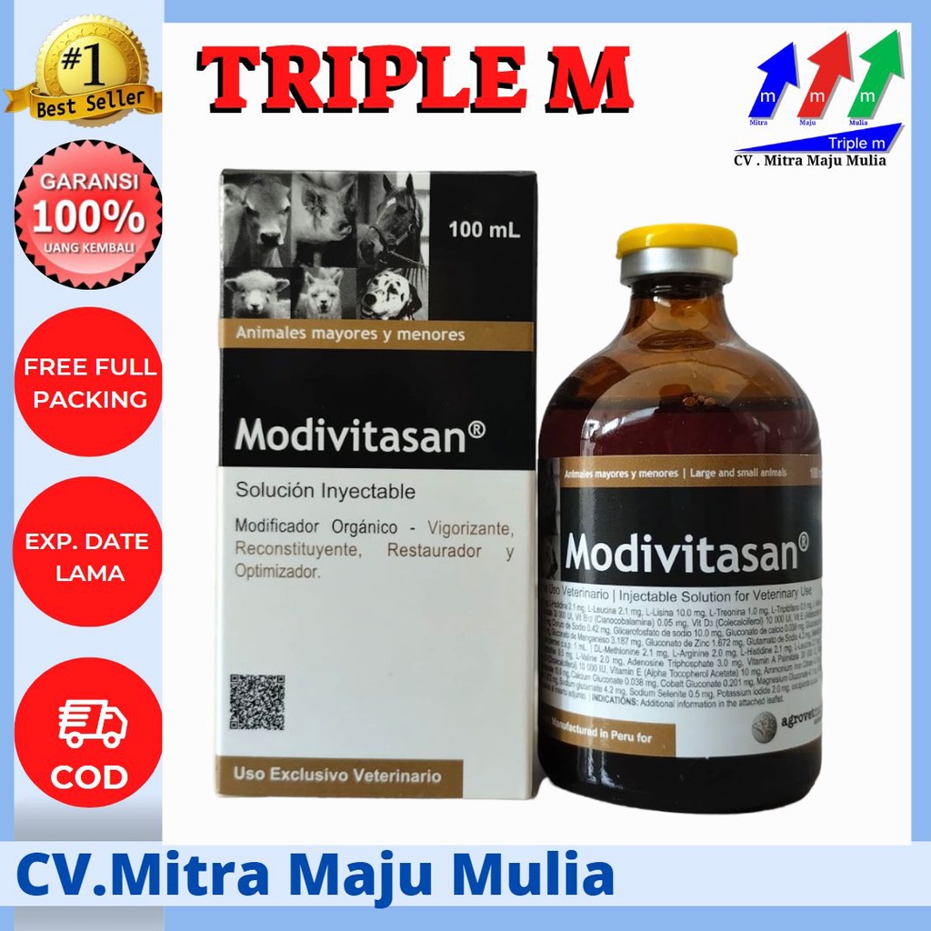 Modivitasan 100 ml - Multivitamin lengkap beserta asam amino, Dilengkapi penguat otot dan kandungan