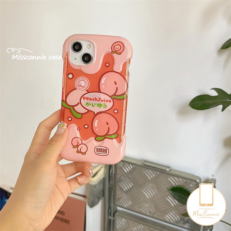 IPHONE Ins Musim Panas Buah Peach Orange Casing Ponsel Kompatibel Untuk Iphone14 11 12 13 Pro Max XR 7Plus X7 8 Plus XS Max SE 2020 Ice Cream Shockproof Cover Lembut TPU Shell