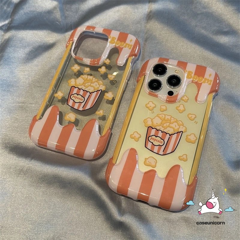 IPHONE Casing Ponsel Kompatibel Untuk Iphone11 14 13 12 Pro Max 7Plus 8Plus XR X XS Max7 8 Plus Kartun Lucu Imut Popcoin Popcorn Shockproof Kreatif 3D Permen Ice Cream Soft Back Case