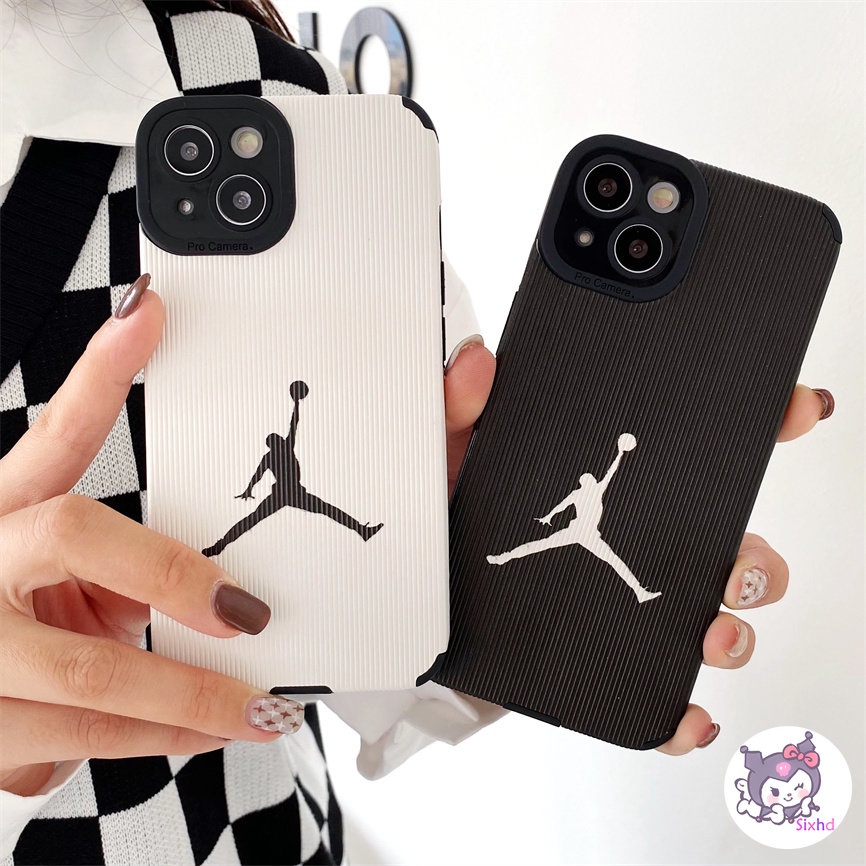 IPHONE Pasangan Basket Hitam Putih Sederhana Kompatibel Untuk Iphone14 13 12 11 Pro Max SE 2020 X Xr Xs Max8 7 Plus Perlindungan Shockproof Casing Ponsel Sarung Silicon Lembut XJJJJ