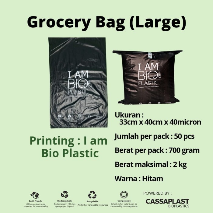 

[GG] Kantong Singkong Ramah Lingkungan Grocery Bag L (Iam Bioplastic) - Hitam