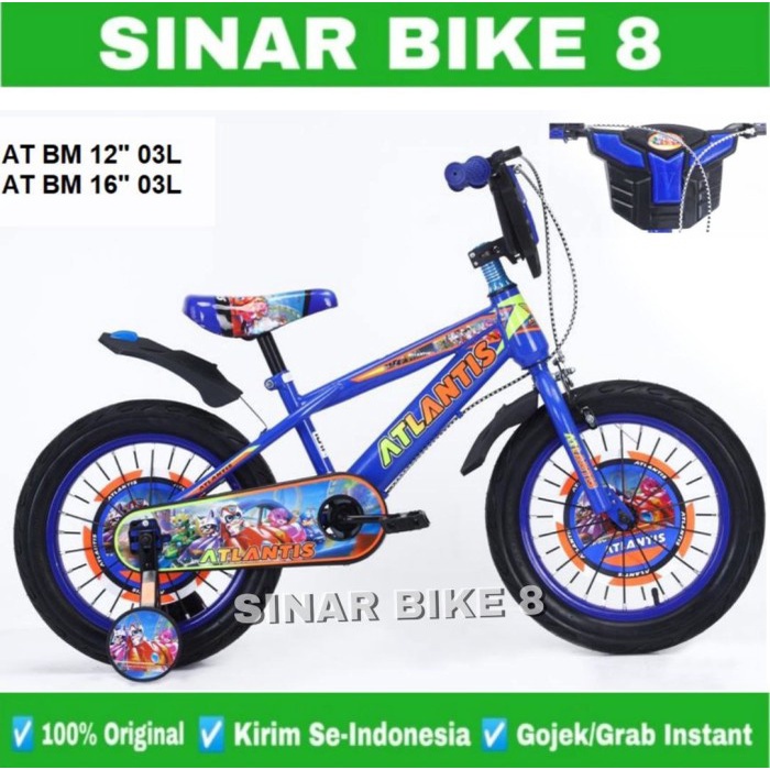 Sepeda Anak Laki BMX Atlantis 03L Ukuran 12 16 18 inch Musik &amp; Lampu