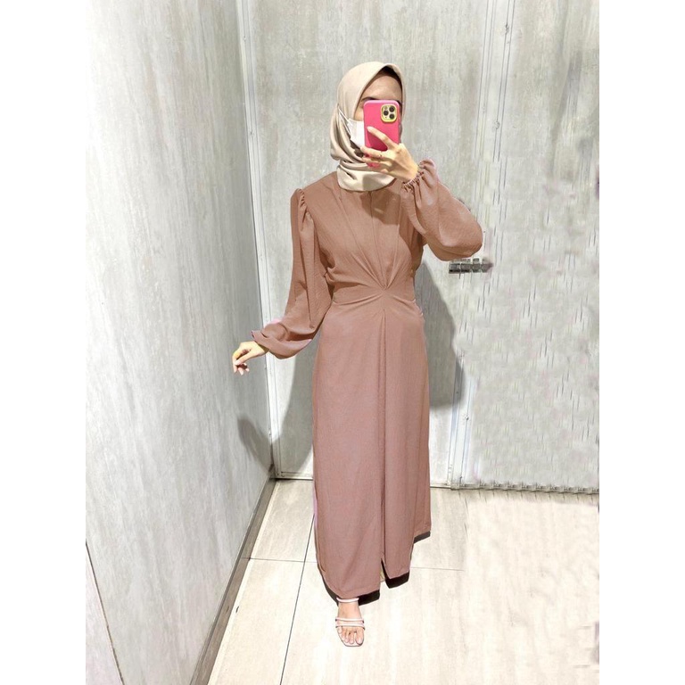 Terbaru - NOVIA MIDI DRESS GAMIS WANITA MUSLIMAH AIRFLOW CRINCKLE