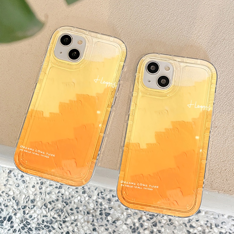 IPHONE Kuning Orange Lively Phone Case Kompatibel Untuk Iphone7Plus8Plus6Plus11 14 13 12 Pro MAX XR X XS MAX SE Airbag Shockproof Cover