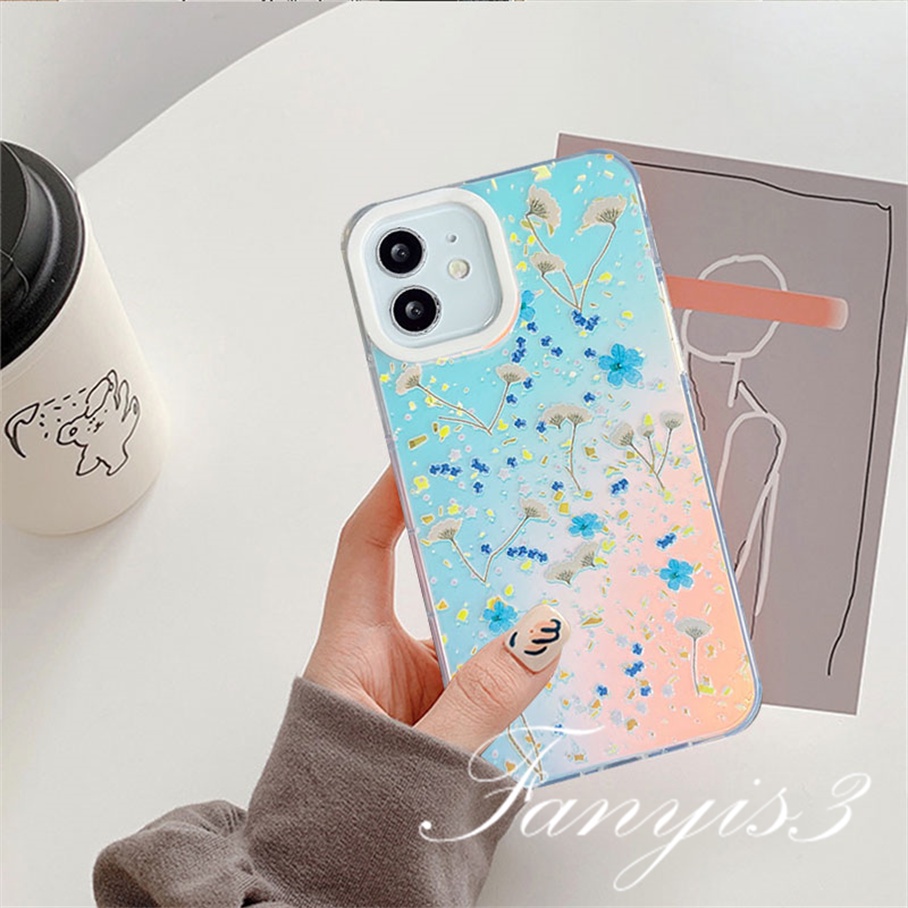 Compatible For IPhone 14 13 12 11 Pro Max X XR Xs Max 8 7 Plus SE 2020 Kompatibel Untuk Layar Penuh Dandelion IMD Laser Gradiasi Ponsel Case TPU Lembut Shockproof Cover Pelindung