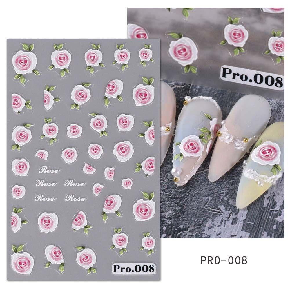 Needway   Stiker Kuku Bunga Retro Vintage Camellia 3D Relief Musim Semi Musim Panas Self Adhesive Nail Dekorasi