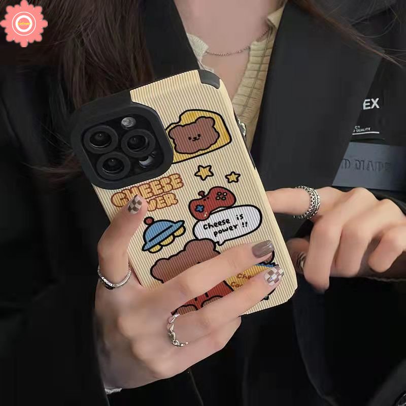 IPHONE Case Kompatibel Untuk Iphone7 8 Plus 11 12 14 13 Pro MAX X XR XS MAX 7Plus Kartun Pangkat Kings Prince Boji Mewah Tekstur Kulit Beruang Lucu Shockproof Soft Tpu Cover