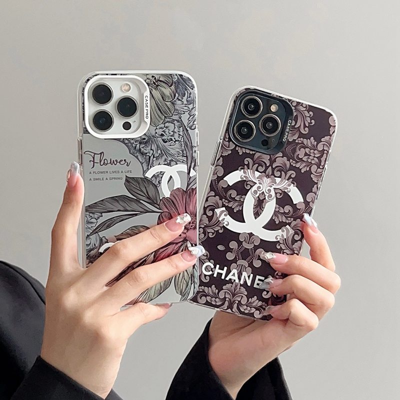 Fashion Brand Vintage Flower Soft Case HP iP iPhone 14 13 12 Pro Max 11 Matte Silver FTD Casing Apple