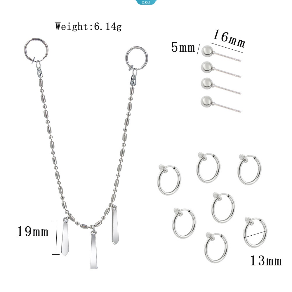 Anime Horimiya Miyamura Izumi Klip Telinga Bibir Rantai Anting Stainless Steel Punk Earrings Cosplay Prop Aksesoris [ZK]