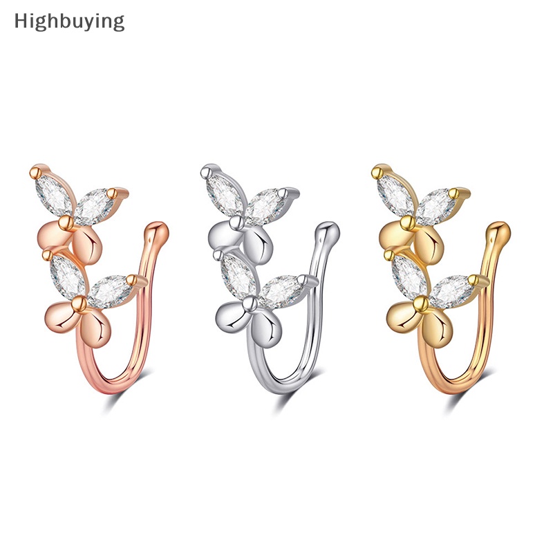 Hbid butterfly Non Piercing Tanpa Lubang Cincin Hidung Clip On Nose Hoop Ring Fake Glory