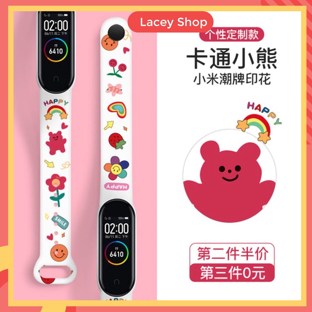 Tali Cetak Motif Kartun Silikon Mi Band 3 4 5 6