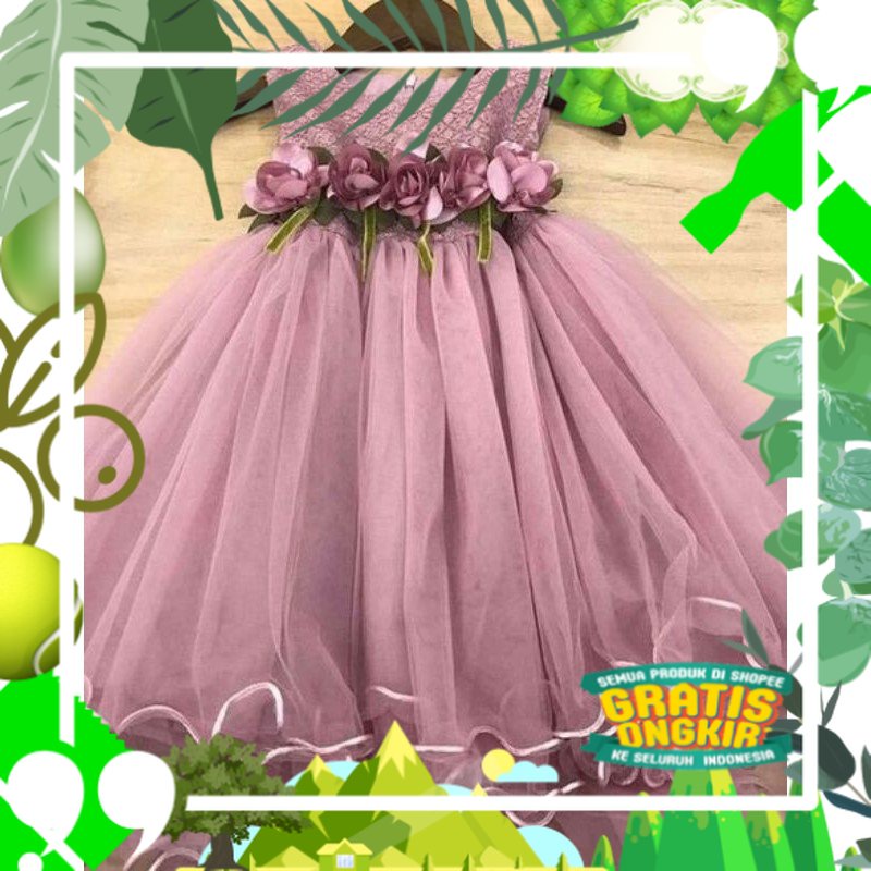 Gaun anak gaun pesta /gaun beriasan bungga-bungga/gaun tile/ Terbaru model baru