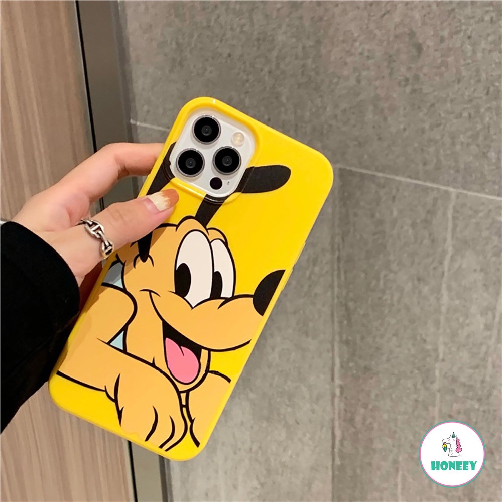 Cute Yellow Dog Cover IPhone Case14 13 12 11 Pro Max XS XR 7 8plus Motif Kartun Cantik Lembut Pelindung Handphone Hp Kamera Shockproof