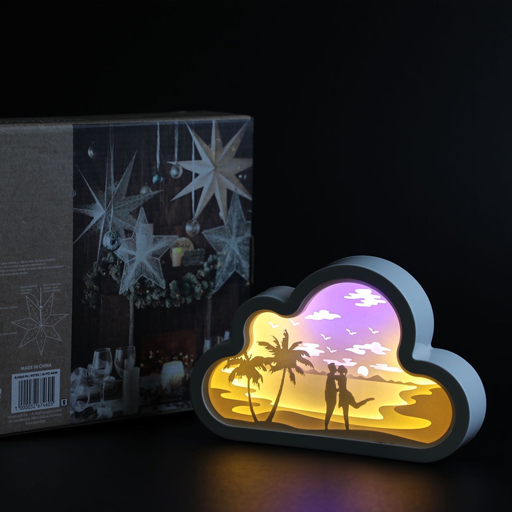 Lampu Berbentuk Awan Dan Lampu Pemotong Kertas Bayangan 3D Dekorasi Ideal Untuk Hadiah Hari Valentine Ulang Tahun Kamar Tidur