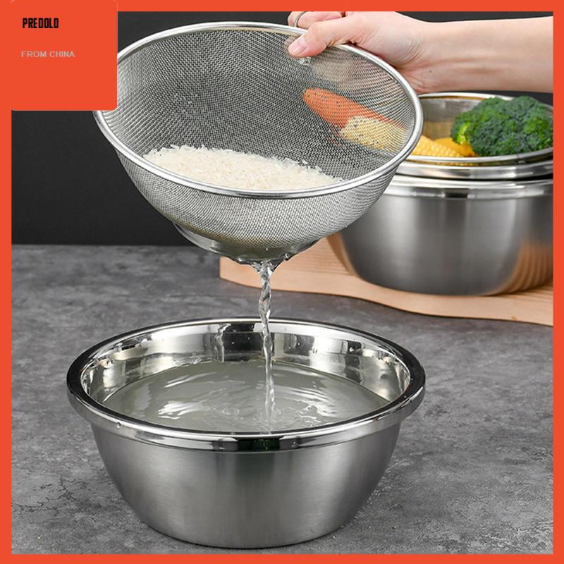 [Predolo] Keranjang Buah Kawat Logam, Metal Colander Saringan Jaring Halus Stainless Steel Serbaguna, Drainer Mangkok Untuk Counter Meja, Sayur