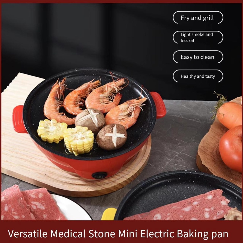 BBQ Electric Pan BBQ Panci Listrik Anti Lengket Kekuatan Api Ganda Bagian Bawah Pembuangan Panas Grill Pan Panggangan