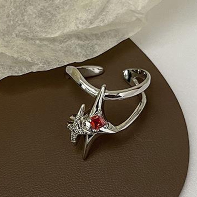 Baru Shiny Star Cross Irregular Crystal Rings Untuk Wanita Unisex Pasangan Cincin Tunangan Pesta Aksesoris Perhiasan Kreatif